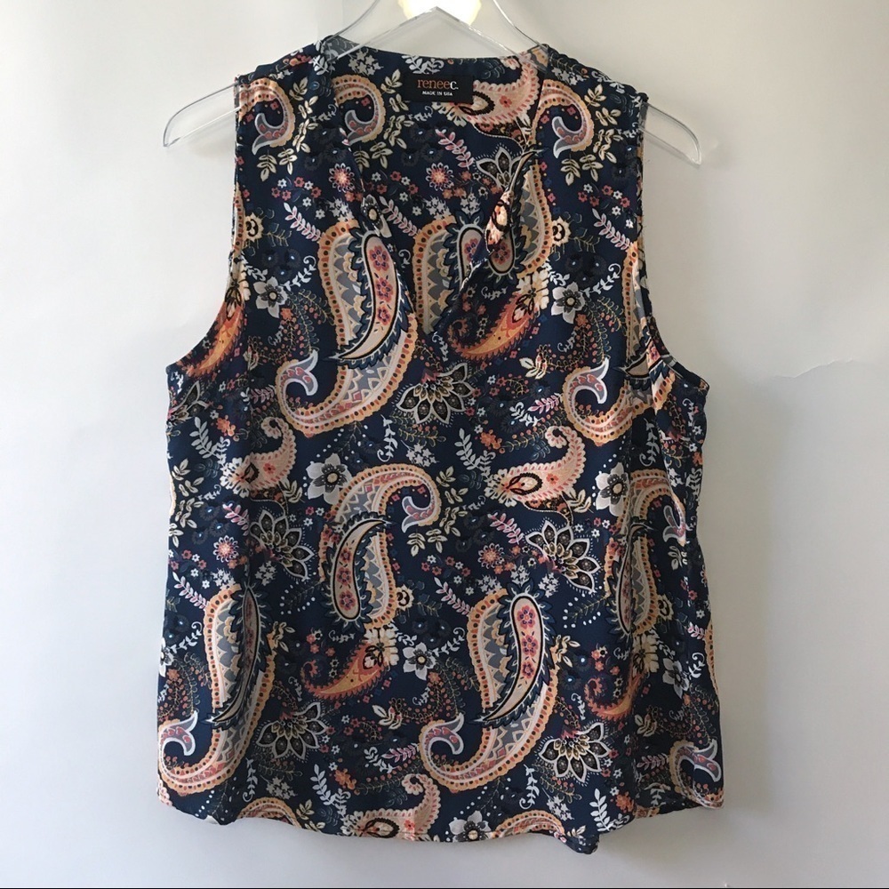 ReneeC paisley Stitchfix poly sleeveless top sz L
